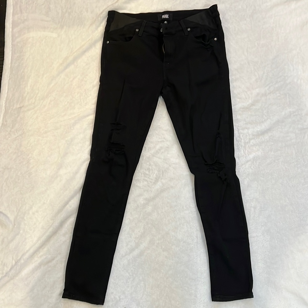 GUC Paige Maternity Verdugo Ultra Skinny Black Jeans Size 30
